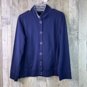 Onque Casuals Clothing XL Navy Blue Mock Neck Snap Front Jacket w/Pockets